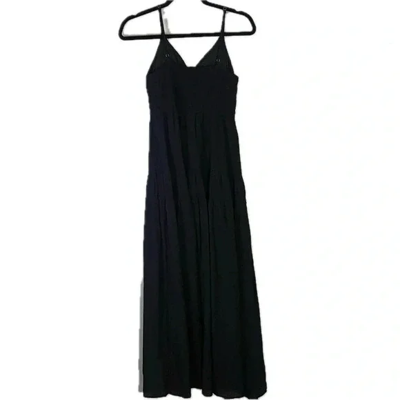 Blu Pepper Small Black V-Neck Spaghetti Strap Tiered Maxi Dress NWOT - Picture 8 of 12